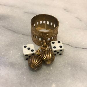 Gold Dice Charm Ring